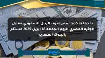 يا جماعة كده! سعر صرف الريال السعودي مقابل الجنيه المصري اليوم الجمعة 18 أبريل 2025 مستقر بالبنوك المصرية